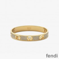 F is Fendi Ragid Bracelet In Metal with Crystals Gold