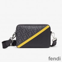 Fendi Compact Camera Case In FF Motif Fabric Black/Yellow