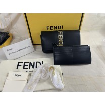 Fendi Fendigraphy Wallet with Chain In Calf Leather Black