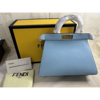 Fendi Small Peekaboo Iseeu Bag In Nappa Leather Sky Blue