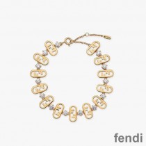 Fendi O'Lock Chain Bracelet In Crystals Metal Gold