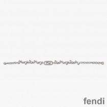 Fendi O'Lock Chain Bracelet In Metal with Geometric Crystals Palladium