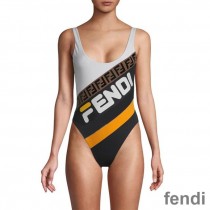 Fendi Swimsuit Women Fila Logo Motif Lycra White/Black