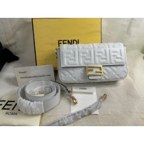 Fendi Baguette Bag FF Motif White Leather