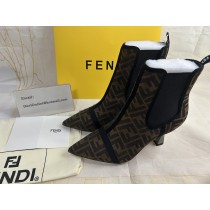 Fendi Colibri Ankle Booties 55mm Mesh Tulle FF Black Brown