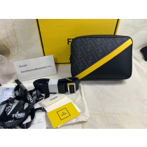 Fendi Diagonal Camera Case Grey Fabric Bag