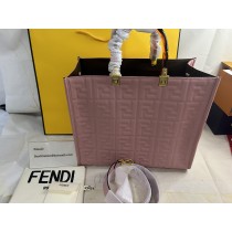 Fendi Medium Sunshine Shopper Bag In FF Motif Nappa Leather Pink