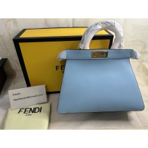 Fendi Small Peekaboo Iseeu Bag In Nappa Leather Sky Blue