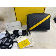 Fendi Diagonal Camera Case Grey Fabric Bag