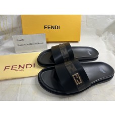 Fendi FF Slide Sandals Rubber Black