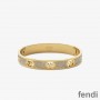 F is Fendi Ragid Bracelet In Metal with Crystals Gold