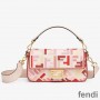 Fendi Baguette Bag In FF Motif Canvas Pink/Red