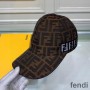 Fendi Baseball Cap In FF Motif Cotton with Patch Brown/White