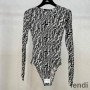 Fendi Bodysuit Women FF Fish-Eye Motif Tulle Black/White