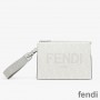 Fendi Clutch Pack In Roma Logo FF Motif Fabric White