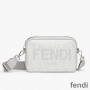 Fendi Compact Camera Case In ROMA Logo FF Motif Fabric White