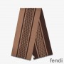 Fendi FF Rectangular Scarf Man In Wool Brown