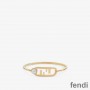 Fendi O'Lock Oval Bracelet In Metal with Pearl Gold