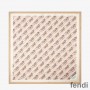 Fendi Square Scarf In O'Lock Chain Silk Beige