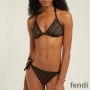 Fendi Triangle Bikini with Ties Women FF Motif Lycra Brown/Black