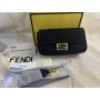 Fendi Baguette Bag with Laser Cut Strap In FF Motif Canvas Black