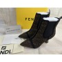 Fendi Colibri Ankle Booties 55mm Mesh Tulle FF Black Brown