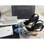 Fendi First Slingback Pumps Women Fendace Baroque Fabric Sky Blue