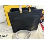 Fendi Large Sunshine Shopper Bag In ROMA Logo Calf Leather Black