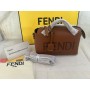Fendi Medium By The Way Boston Bag In ROMA Logo Calf Leather Brown