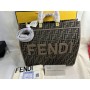 Fendi Medium Sunshine Shopper Bag In ROMA Logo FF Motif Fabric Brown