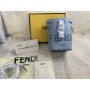 Fendi Mini Mon Tresor Bucket Bag In ROMA Logo Calf Leather Sky Blue